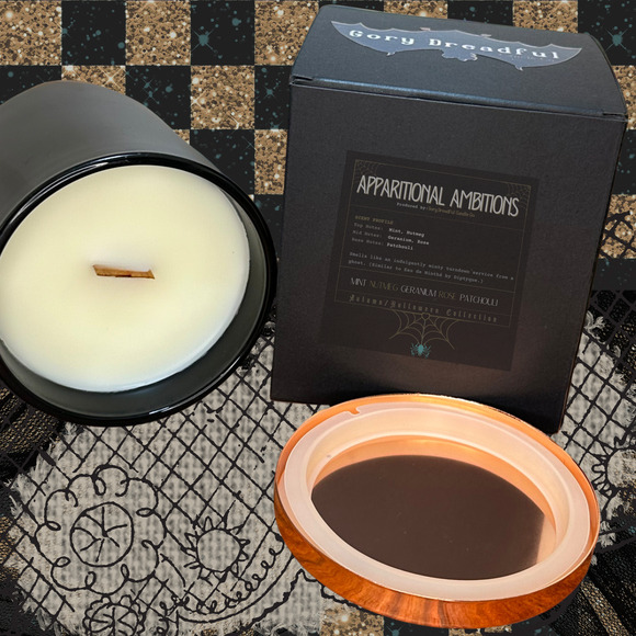Apparitional Ambitions Crackling Wood Wick Candle: Mint/Nutmeg/Floral/Patchouli - Picture 3 of 10
